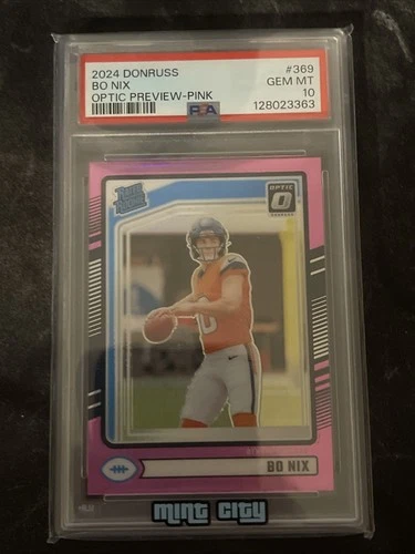 2024 Panini Donruss - Rated Rookie Bo Nix #369 Optic Preview Pink Prizm (RC)