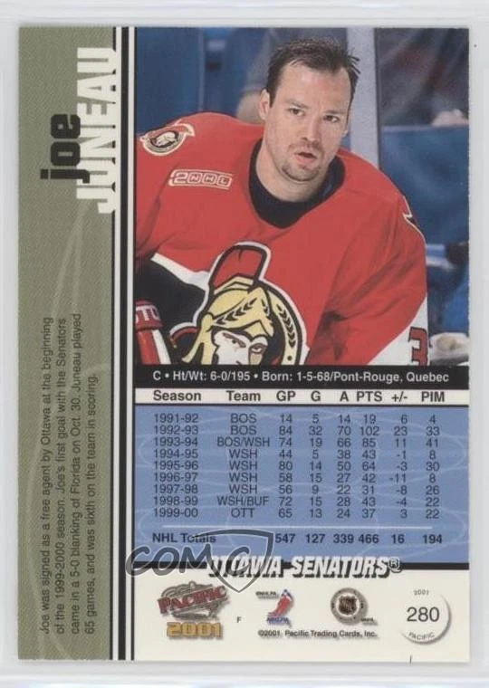 2000-01 Pacific Ice Blue/45 Joe Juneau #280 Foto 2 de 2