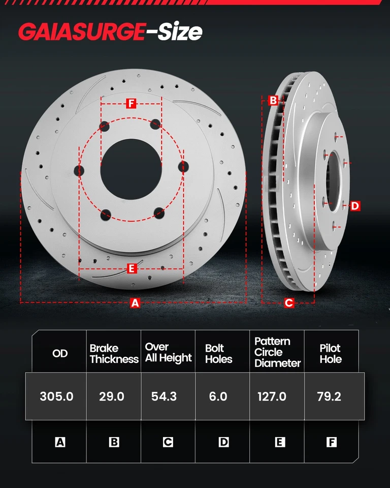 12.01" Front 12.8" Rear Brake Rotor Ceramic Pad for Chevy Trailblazer GMC Envoy - Image 2 of 4