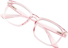 Blue Light Blocking Glasses for Women/Men, Anti Glare Clear Pink,  1.75 