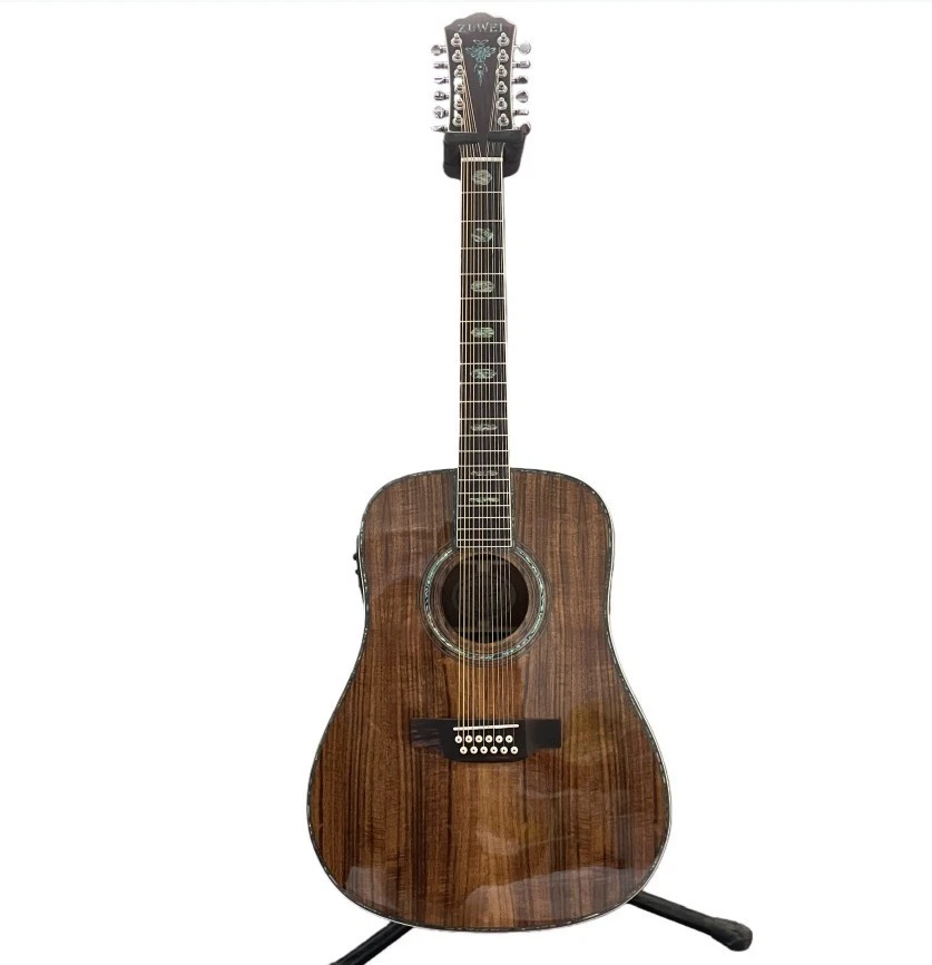 Hot Sale 41 Inches Full KOA ZWD45 Acoustic guitar 12 Strings 301EQ Abalone Inlay - Image 2 of 4