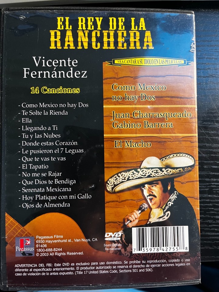 * El Rey Del La Ranchera - Vicente Fernandez - Very Good DVD | eBay