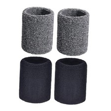 2 Pair Wrist Sweatbands Sports Wristbands for Men  Women, Sweat Black Grey