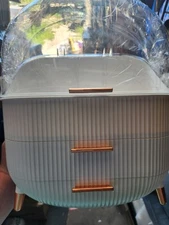 Rotating makeup organizer, compartmentalized storage, skincare white 