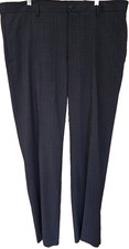NWT Van Heusen Studio Mens 38x30 Pants Slim Dk Grey No-Iron Flat-Front MSRP 75