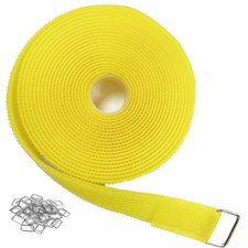 1"x16ft Hook and Loop Straps with 25 Metal Buckles, Adjustable Fastening Cabl...