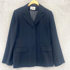 Kasper Blazer Womens 10 Black Button Up Pockets Notch Lapel Jacket Long Sleeves