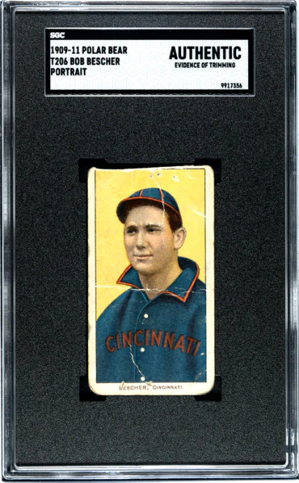 1909 T206 BOB BESCHER NNO POOR POLAR BEAR PORTRAIT SGC A CINCINNATI REDS