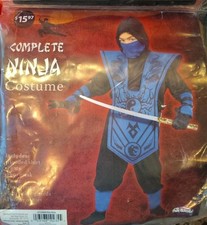 Blue Ninja Halloween Costume Kid's Size 8 Medium Unisex See Description 