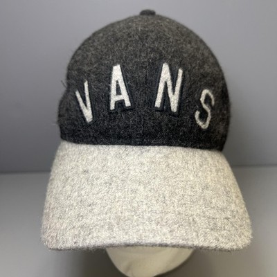 Vans Hat Cap Strap Back Gray Charcoal Two Tone Wool Blend Felt Embroidered Mens