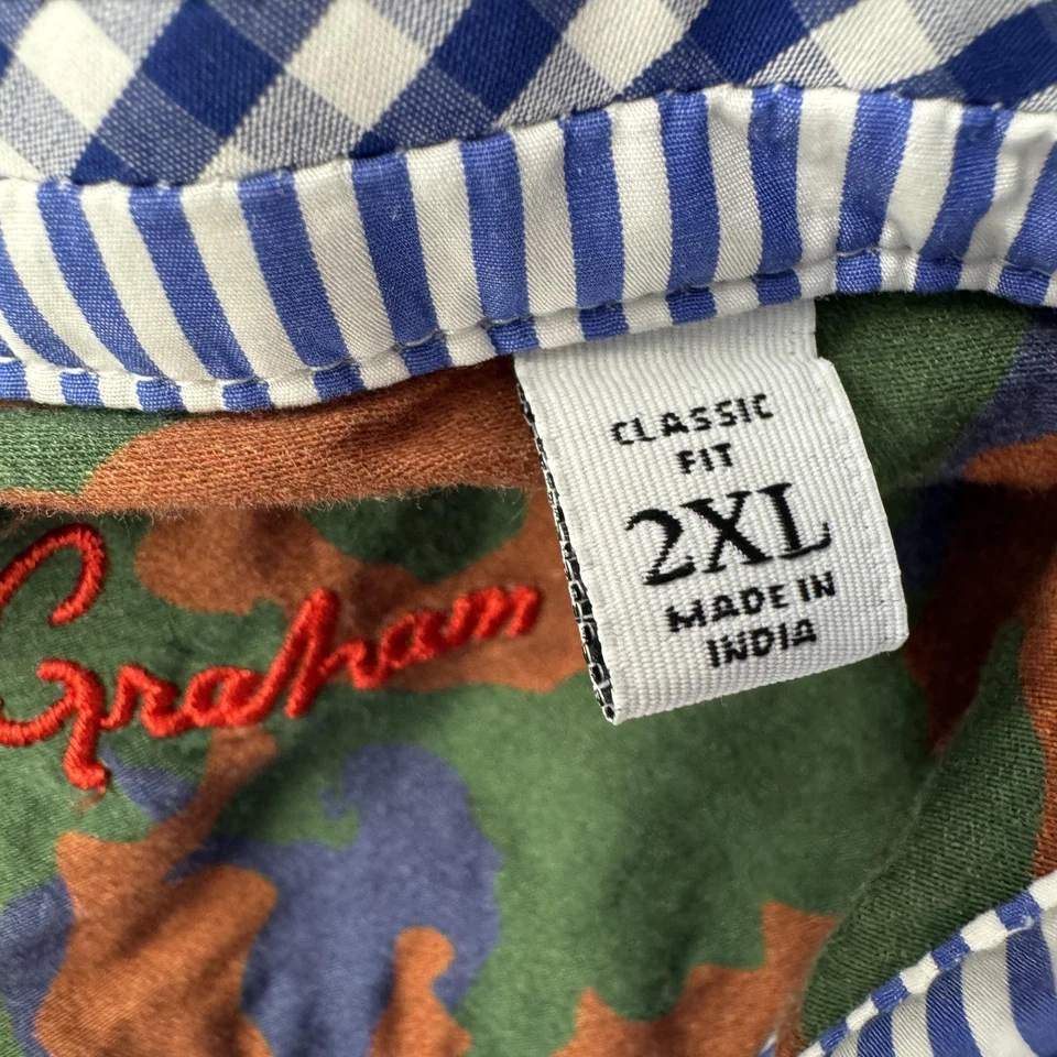 Camisa Robert Graham Para Hombres 2XL Calce Clásico Rayas Gráfico Retazos Bordados Foto 3 de 4