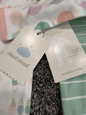 Cloud Island 3 Sleepers Inverted Zipper Bottom Up Size 0-3mo