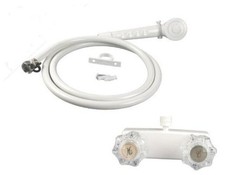 White RV /Mobile Home Shower Faucet with Clear Handles  Includes Hand-Held