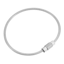 6pcs Silver Wire Keychain 2x150mm Key Ring Loop Cable Coated Stainless Steel