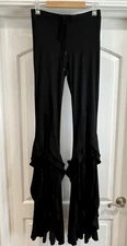 Punk Rave Ruffle Lace Flare Drawstring Goth Punk Steampunk Pull On Pants Sz M-L