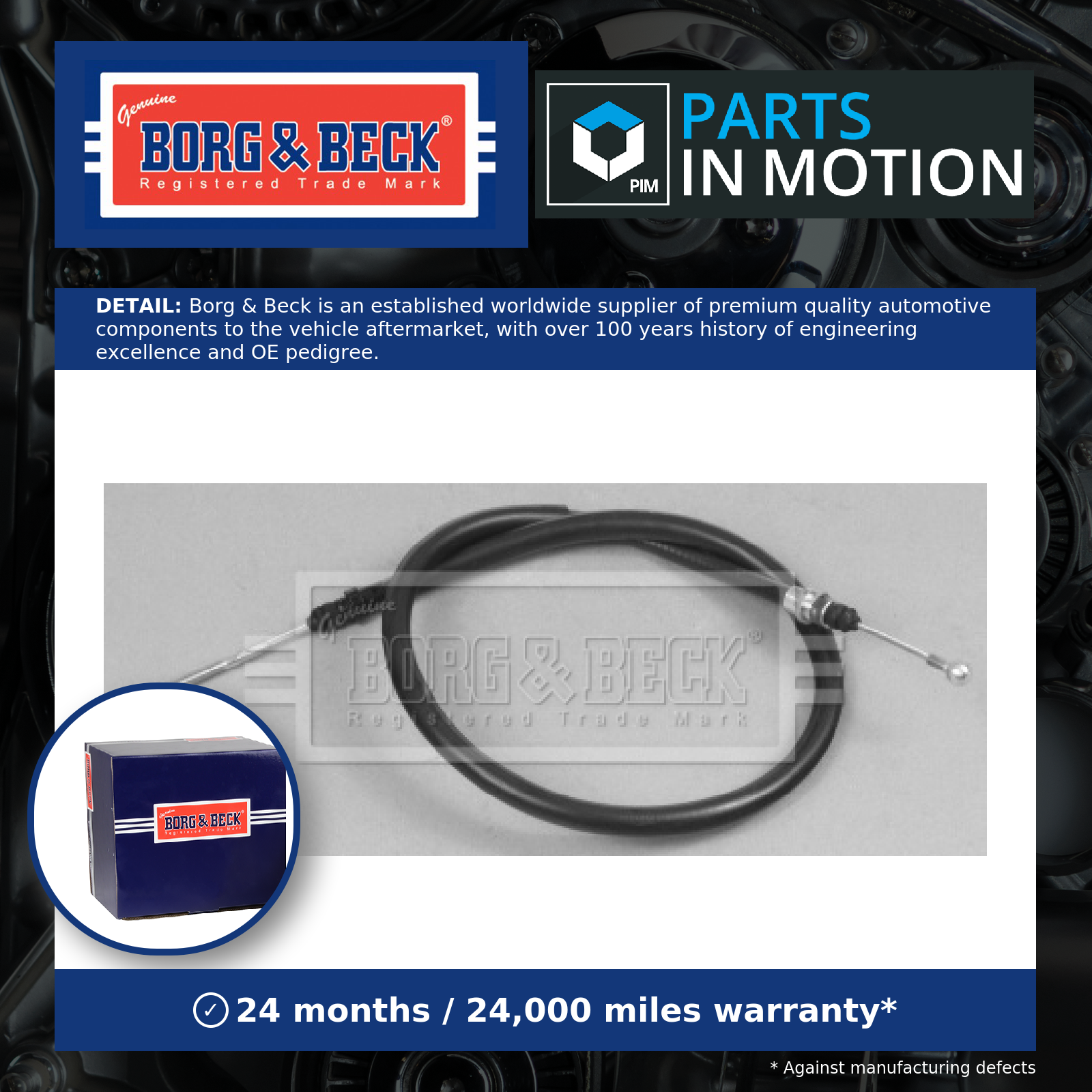 Handbrake Cable BKB2856 Borg & Beck Hand Brake Parking 1400702180 1400310380 New