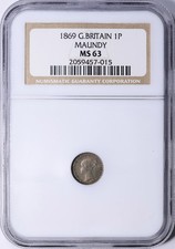 1869 NGC MS63 Great Britain Maundy 1P - One Pence
