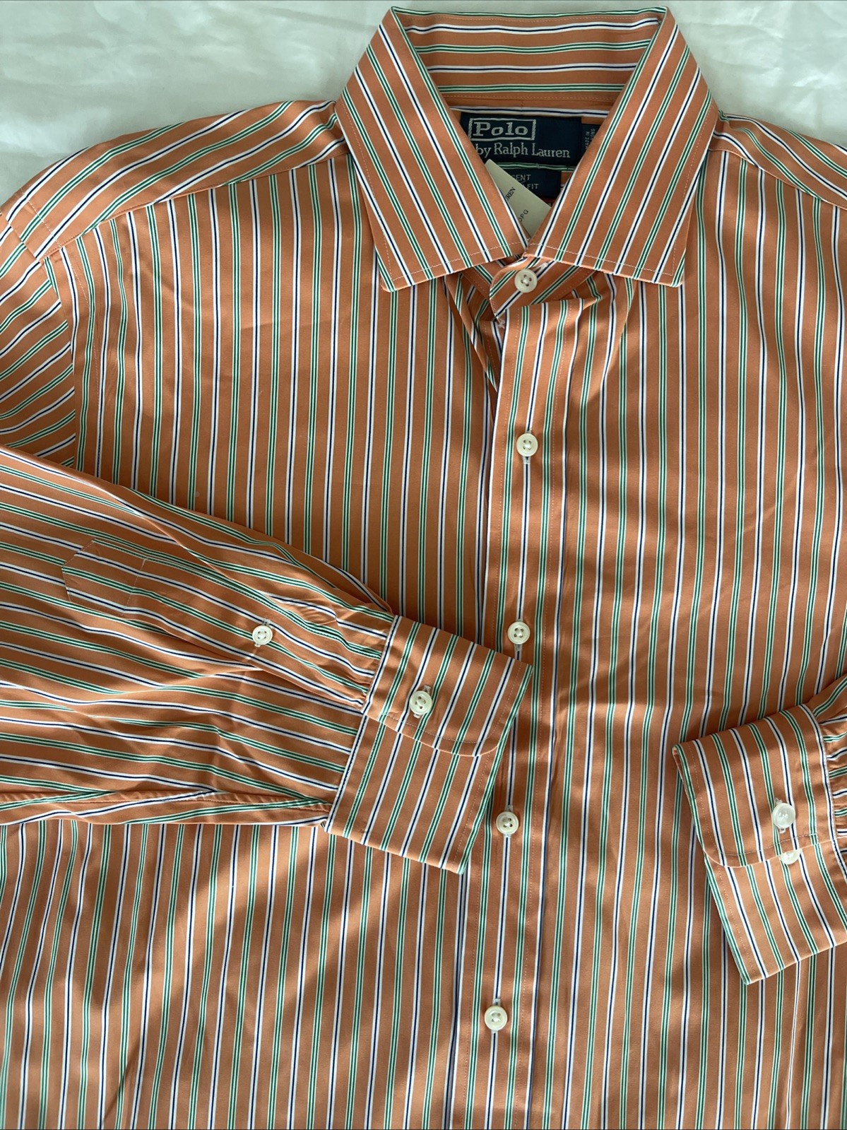 Ralph Lauren Regent Fit 100% Cotton Orange Multi Long Sleeves Men’s Shirt thumbnail 12