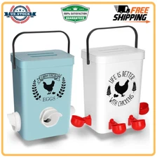 3Gal/26lb Hanging Automatic Chicken Feeder & Waterer Set No-Waste Poultry Kit