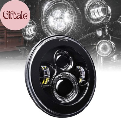 TRUE MODS 7'' LED Headlight for Harley Davidson [Black-Finish] H4 Converters Plug
