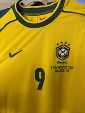 Brazil 1998 World Cup Home Ronaldo Long Sleeve Jersey , Size L  Replica 