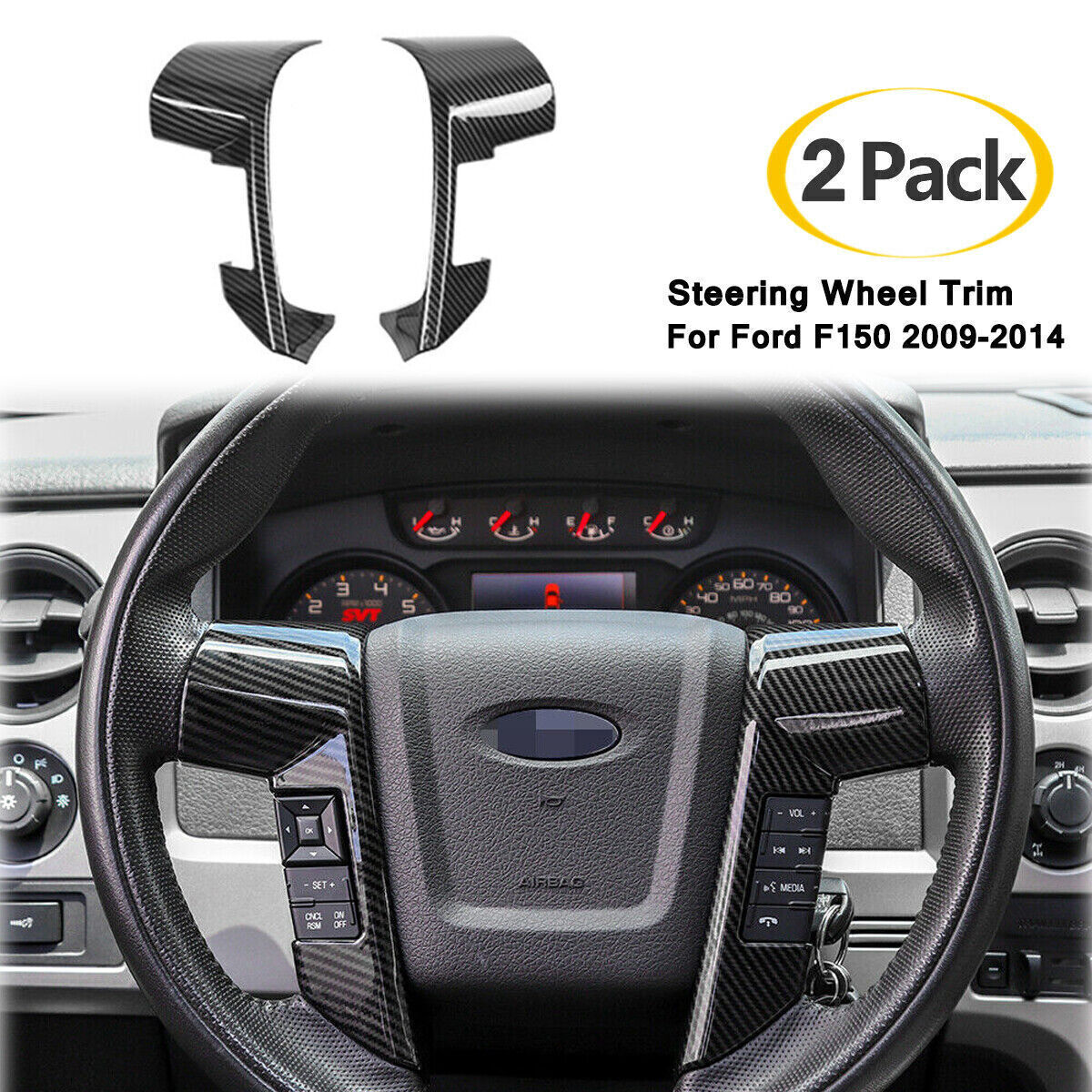 Carbon Fiber Steering Wheel Moulding Bezel Trim Only For Ford F150 Raptor 09-14