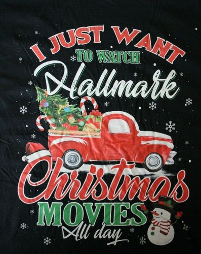 I JUST WANT TO WATCH CHRISTMAS MOVIES ALL DAY T-Shirt Large, Black - Picture 2 of 4