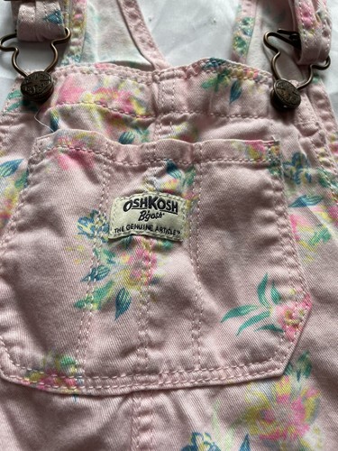 oshkosh vestback short overall girl 5T pink flowered - Picture 2 of 5