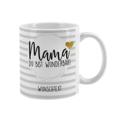 Herz & Heim  Kaffeetasse für Eltern | Wunschtext-Aufdruck | Mutter-/Vatertag