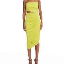 NWT Halston Averie Draped Jersey Cocktail Dress Sz 2 Lime Green