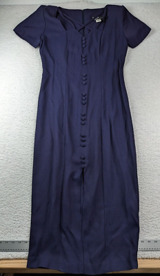 Vintage 70s Dawn Joy Fashions Maxi Dress Size 10 Back Tie Cinch Blue MADE  USA | eBay