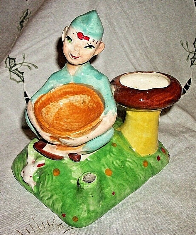 Vintage Earl Bernard Japanese Basket Weaver Figurine Vase ? Candle Holder? Japan