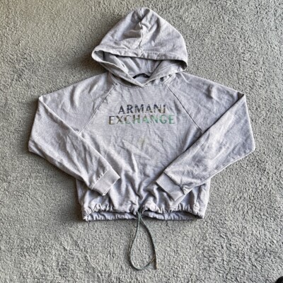 ARMANI EXCHANGE Hooded Gray Hoodie Womens Extra Small
