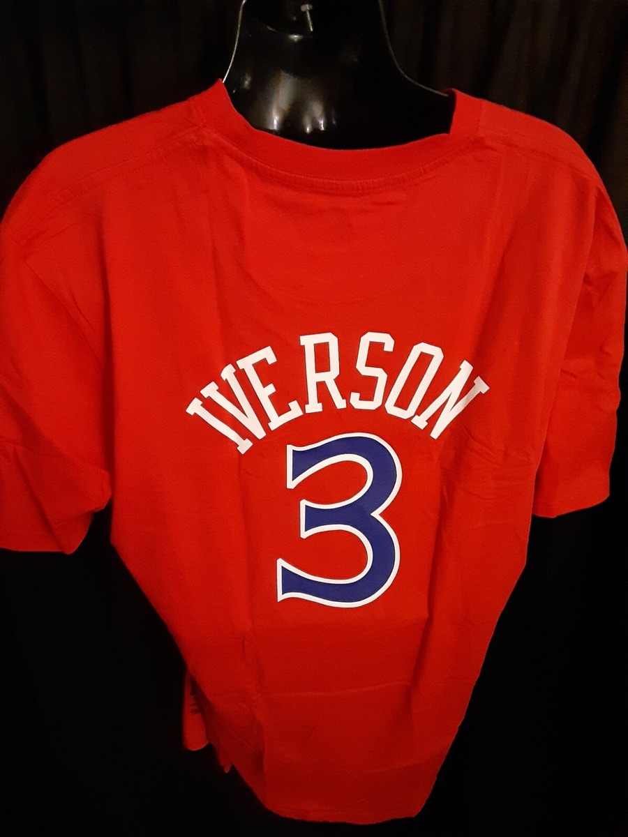 Mitchell & Ness Iverson 3 アイバーソン Tシャツ Philadelphia 76ers Iverson #3 Men's Mitchell Ness B/T Shirt 2XLB