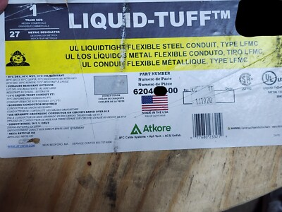 #ad Atkore AFC 6204 1quot; Liquid Tuff LFMC Liquidtight Flexible Metallic Conduit 5ft $49.99