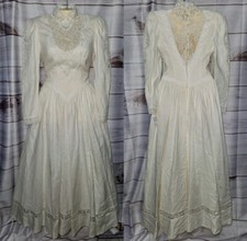 VTG Jessica McClintock 4 Dress Crocheted Lace Wedding Country Victorian Linen
