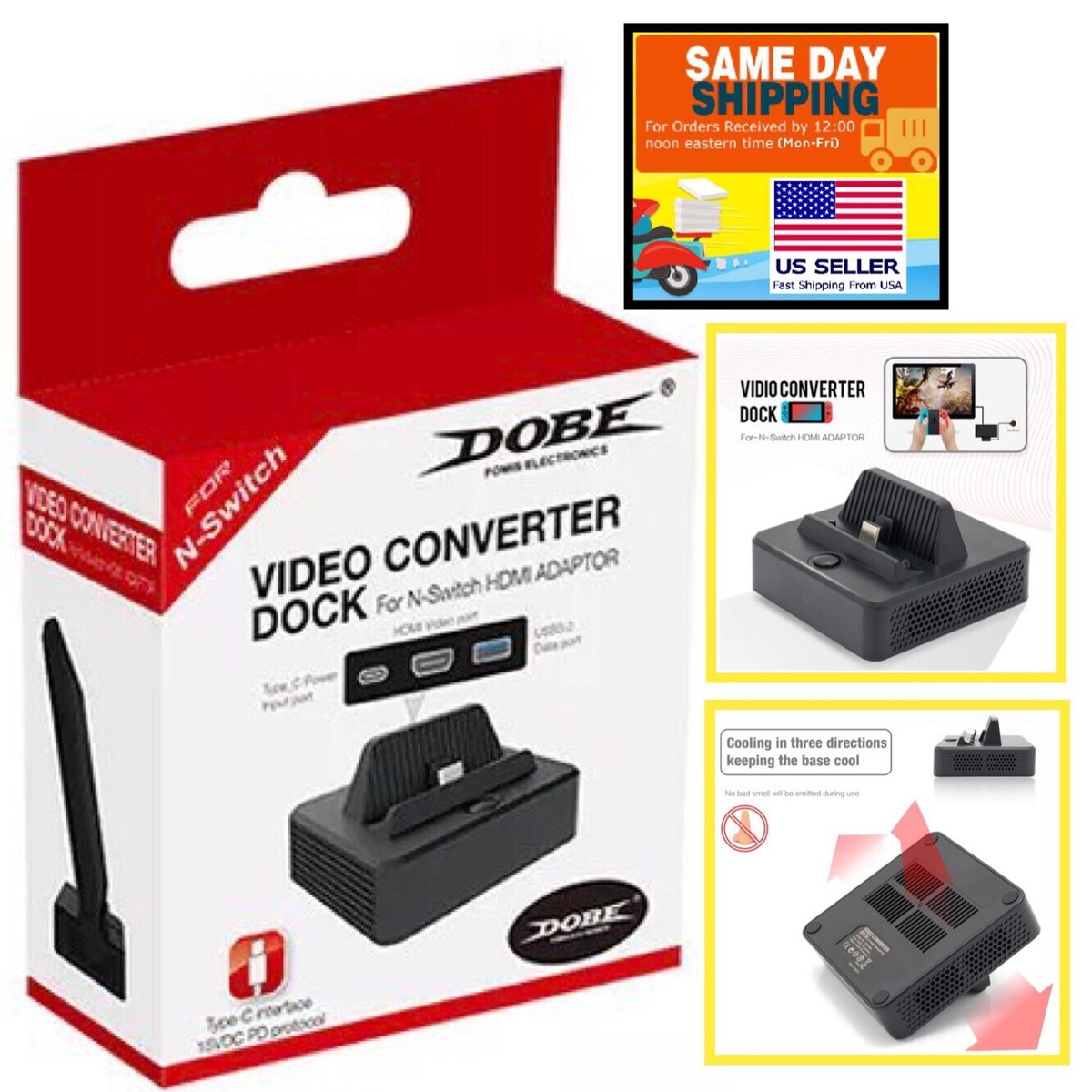 Dobe Nintendo Switch HDMI Video Converter Type C Charge Dock for