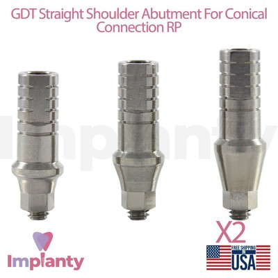 2x GDT Straight Shoulder Prosthetic 4.0mm Conical Hex 2.65mm Regular Platform