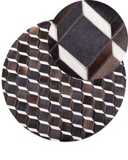 Moderner Leder-Teppich Braun mit 3D-Muster Rund 140 cm Alpkoy