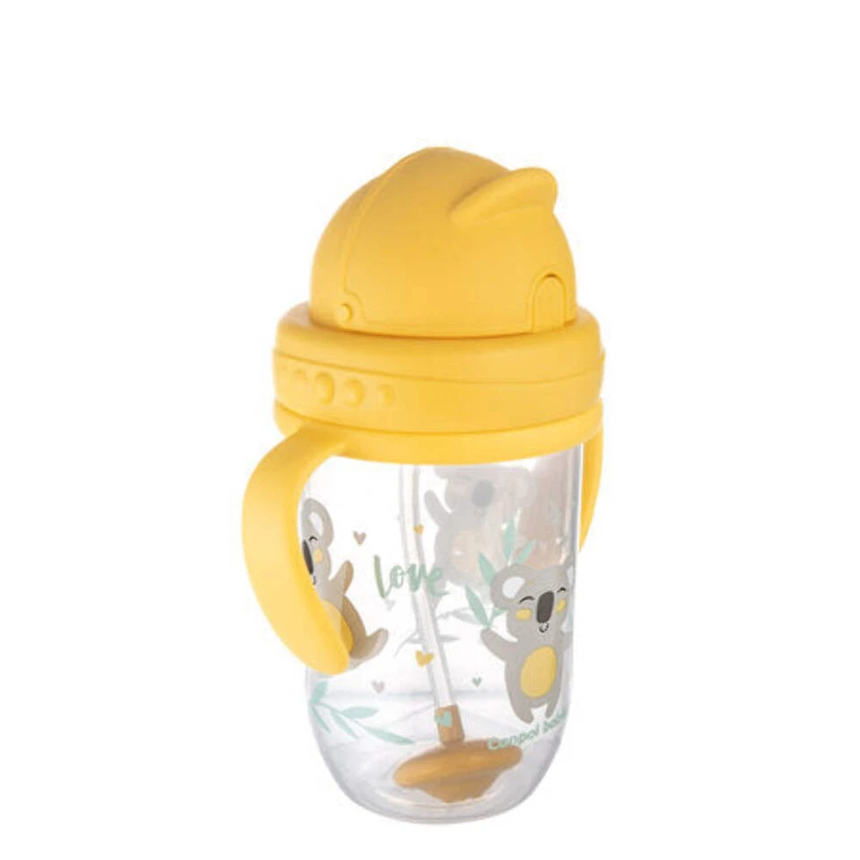 Canpol Babys Exotic Yellow auslaufsicherer Becher mit gewichtetem Strohhalm 270 ml