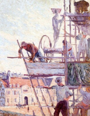 Dream-art Oil painting Scaffolding-Study-Maximilien-Luce-Oil-Painting landscape