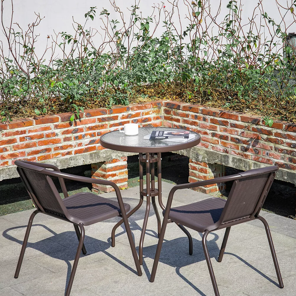 Brown wicker bistro table deals