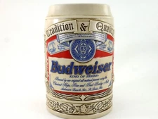 Anheuser Busch Budweiser Beer Label Stein Eagle 1995 Ceramic Vintage in Relief