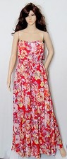 NWT WOMENS SZ 8 NINE WEST $119 FORMAL STRAPLESS SUMMER FLORAL CHIFFON GOWN DRESS