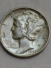 1945  Mercury AU Dime 10 Cents Silver #b