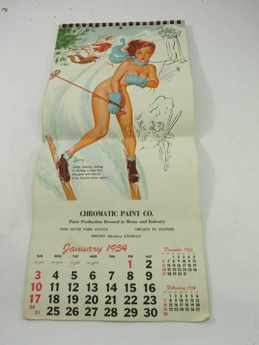 Bill Randall's 1954 Date Book Pin-Up Calendar Complete Chromatic Paint Co. Ill - Picture 3 of 11