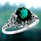 VINTAGE STYLE 925 SOLID STERLING SILVER SIMULATED EMERALD FILIGREE RING     #794