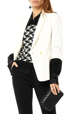 BRUNELLO CUCINELLI Bead Embellished Twill Blazer Knit Sleeves Sakko Jacke New M