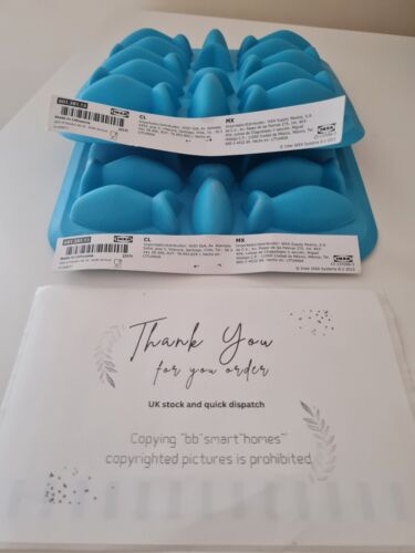 Set of 2 Ice cube Trays IKEA PLASTIS Silicone Shaped Moulds Turquoise 601.381.13 - Picture 1 of 11