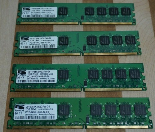 2 ProMOS 1GB 2Rx8 Memory Card V916765K24QCFW-G6 PC2-6400U-666-12-EO 800MHz DDR2 - Picture 5 of 5